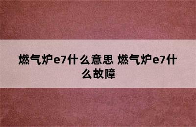 燃气炉e7什么意思 燃气炉e7什么故障